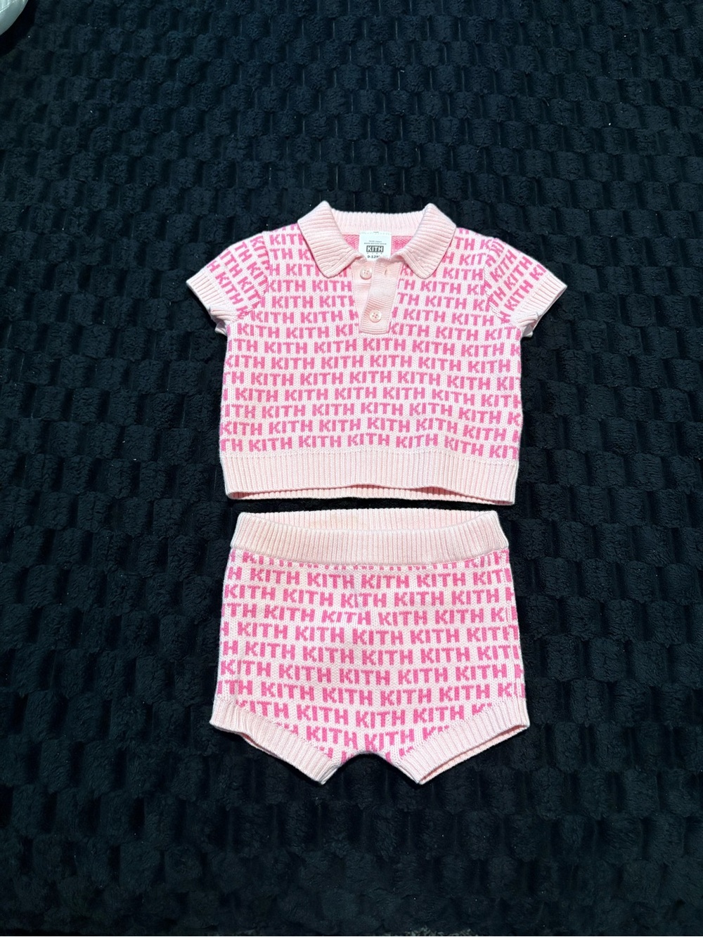 Kith Bubble Pink Repeating Logo Knit Polo Set